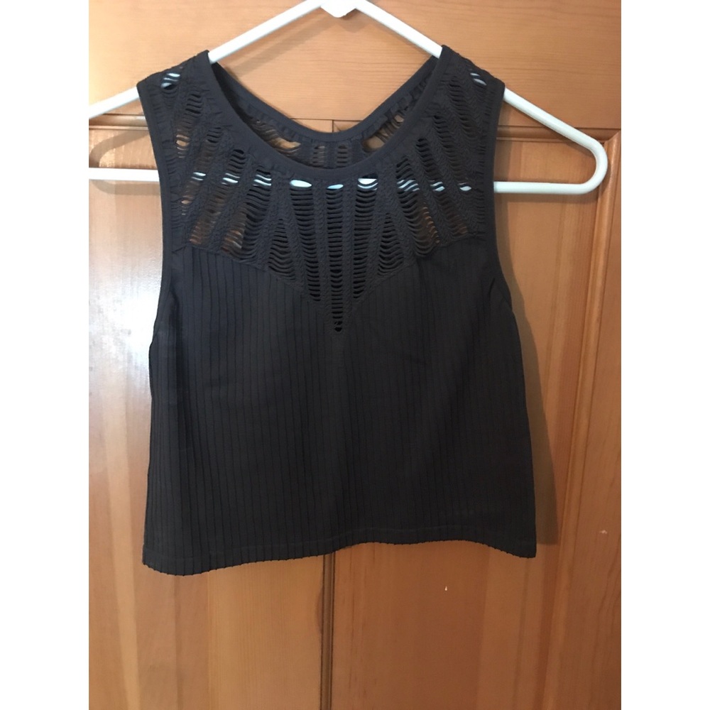 Express grey cut-out crop top.